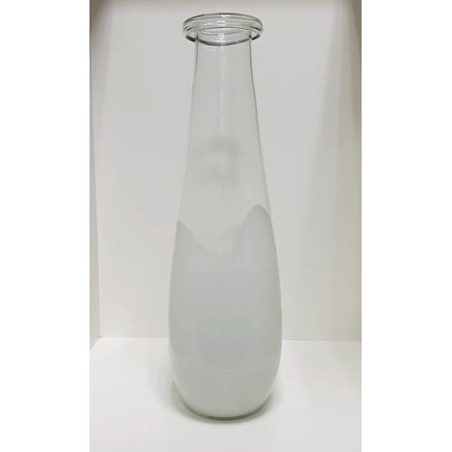 Vaso de Vidro Incolor com Branco G Vaso de Vidro Incolor com Branco G