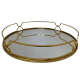 Bandeja Redonda de Metal Dourado P