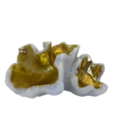 Escultura Orgânica Branca e Dourado Baixo Escultura Orgânica Branca e Dourado Baixo