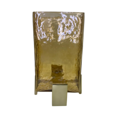 Vaso de Vidro Quadrado Âmbar Martelado M Vaso de Vidro Quadrado Âmbar Martelado M